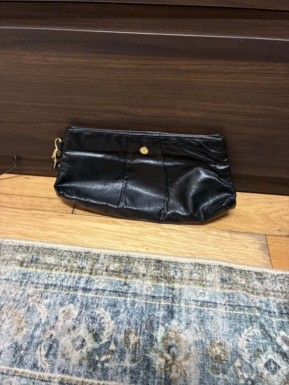 Corrente Brooklyn NYC Y2K Black Leather Wristlet Clutch